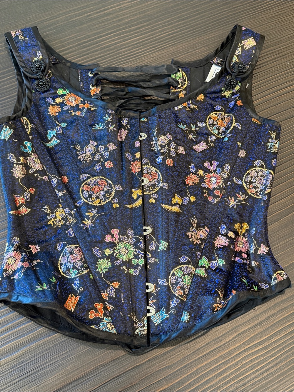 Corey Lynn Calter Black Floral Embroidered Corset Tank Sm Md